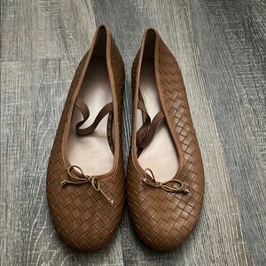 Tan Woven Ballet Flats